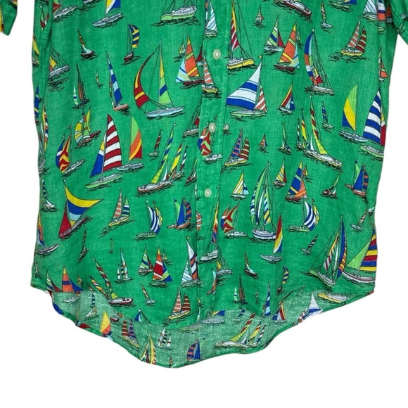 Ralph Lauren Green Linen Sailboat Shirt NWT Small - Picture 4 of 11